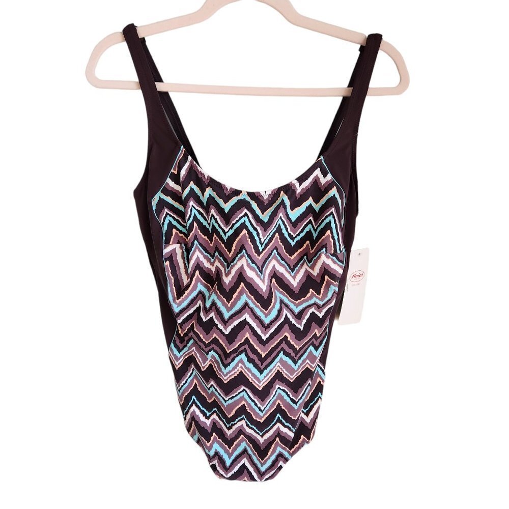 Anita Active Swimsuit Brown 14 F Cup Women's One Piece Bathing Suit Zelda